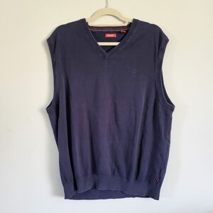 IZOD V-Neck Sweater Vest Men's XL Blue Pullover Knit‎ Sleeveless Golf XL TG XG